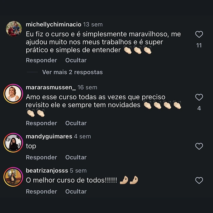 Comentário de aluno no Instagram