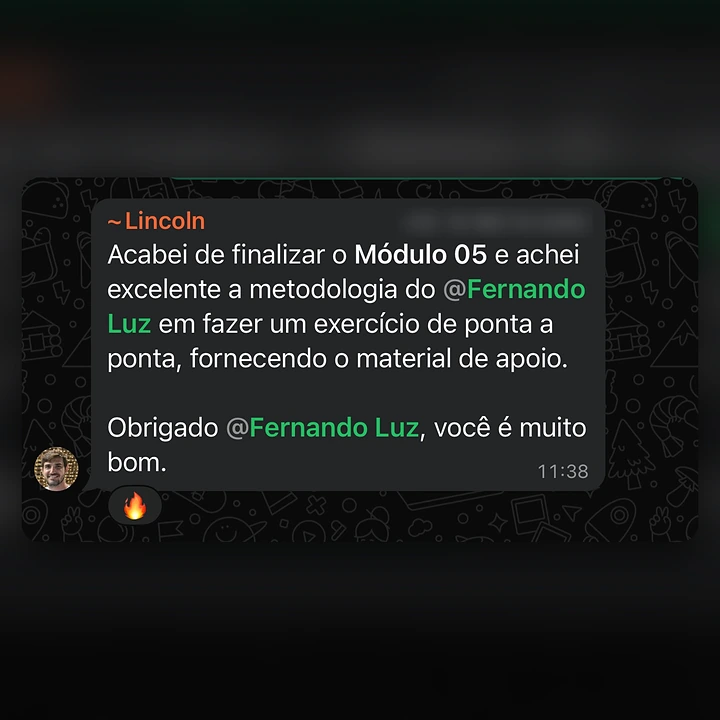 Mensagem de aluno