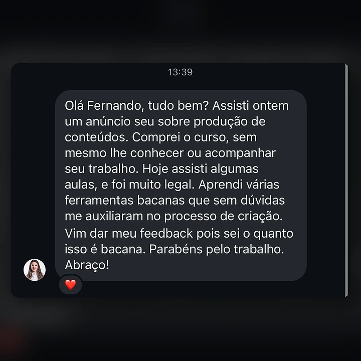 Mensagem de aluno