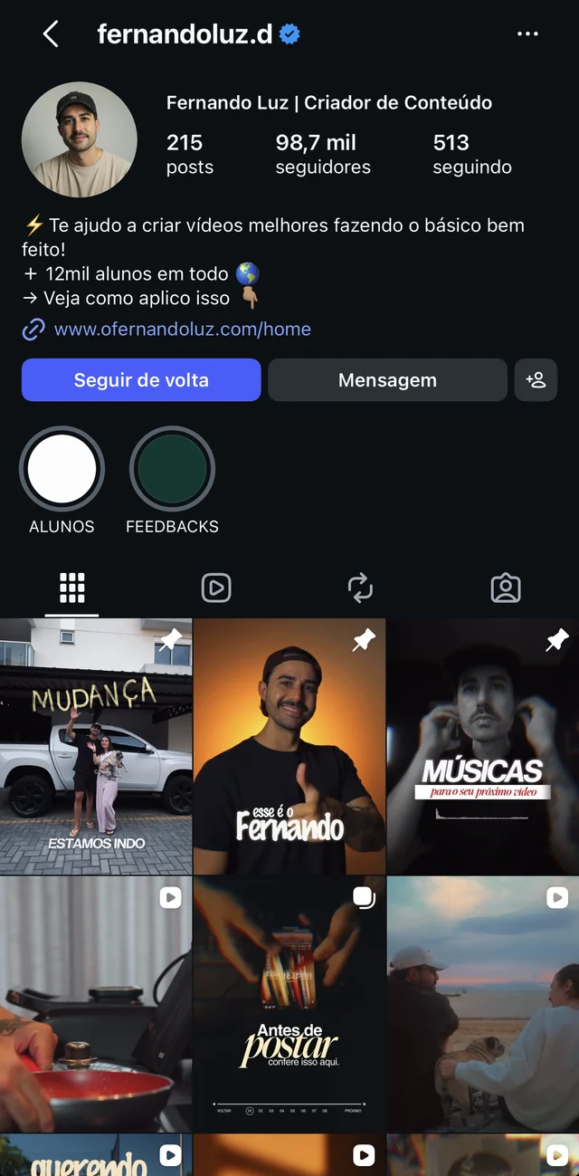 Perfil do Fernando Luz no Instagram (@fernandoluz.d)